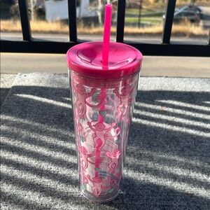Starbucks Roller Rabbit Pink Monkey Tumbler with Straw